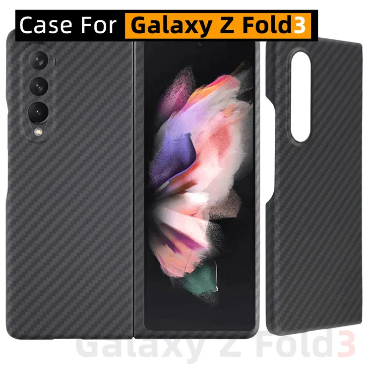 3 Слой Истински Въглеродни влакна Калъф за Samsung Galaxy Z 3 Пъти Калъф за Galaxy Z Fold3 5G Калъф