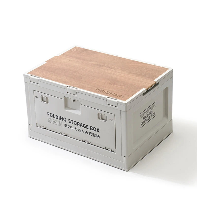 Колата е Разположен къмпинг мултифункционална Пластмасова Сгъваема кутия пластмасова кутия за съхранение със сгъваеми дървени плотове 0