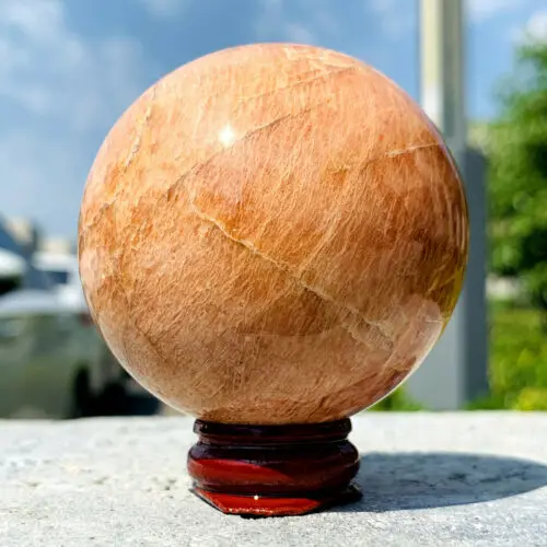 260 г Натурален Кристал на Лунния камък, Полирани топка камък - Мадагаскар 0