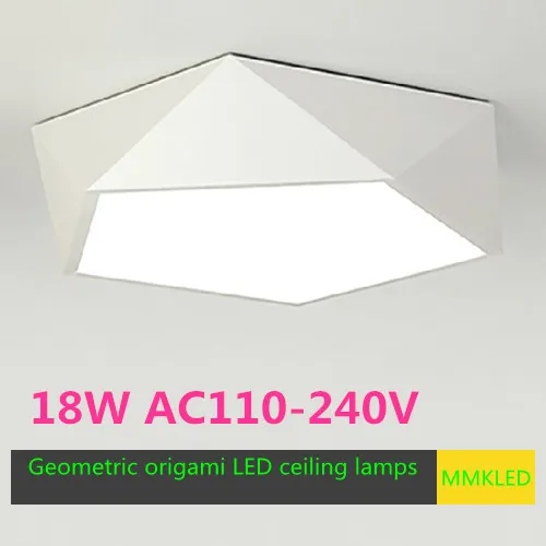 Геометрични плафониери в стил оригами, креативен дизайн, енергоспестяващи led таван, осветителни тела за хол, спални, осветителни тела AC110-240V 0