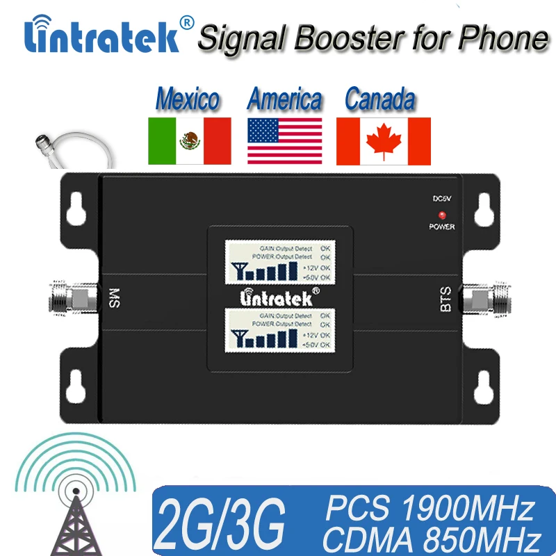 Американски Усилвател на сигнала на мобилния телефон за Дома и Офиса 65 db 850/1900 Mhz двойна лента Повторител на Сигнала за Усилване на 3G Повторител на Сигнала 0