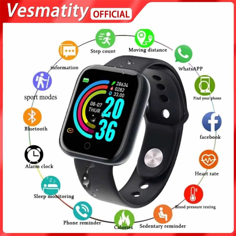 Vesmatity D20 Pro Смарт Часовници Bluetooth Фитнес Спортни Часовници Монитор на Сърдечната Честота, Кръвното Налягане Смарт Гривна за IOS и Android 0