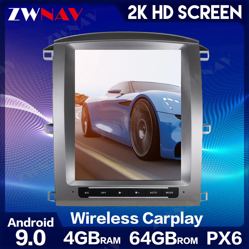 ZWNAV Android 9,0 PX6 Вертикален Екран, GPS Навигация за Lexus LX470 за Toyota LC100 2002-2007 Кола Стерео аудио плейър Главното Устройство