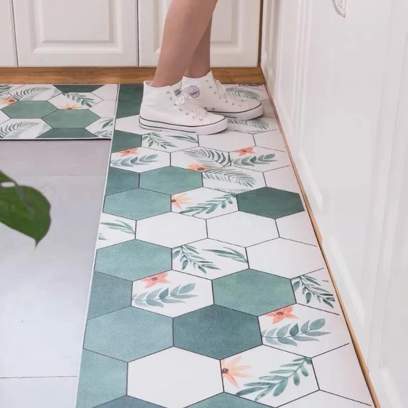 Килими Tapis Кухненски подови постелки Alfombra Можете да избършете с Мини Маслоустойчив килим Домакински постелки от PVC, устойчив на мръсотия