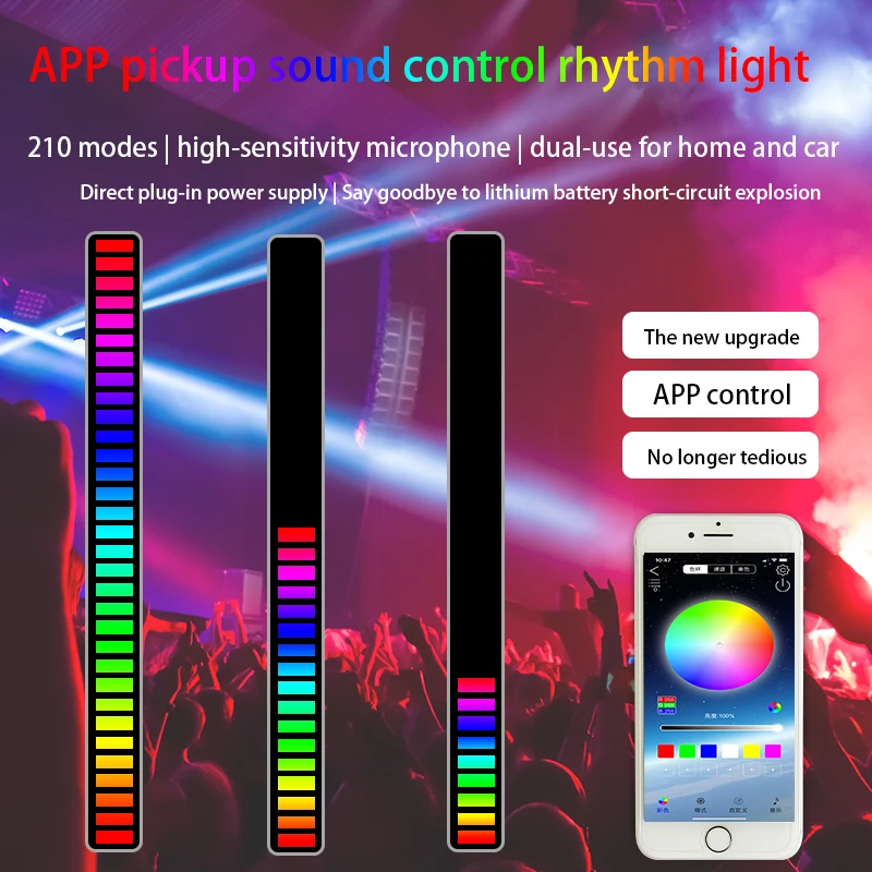 Led лампа за управление на Звука RGB, Гласов контрол, приложение за управление на вашия телефон, за Подчертаване на Ритъма го получите, Цветна Музикална панел осветление TypeC