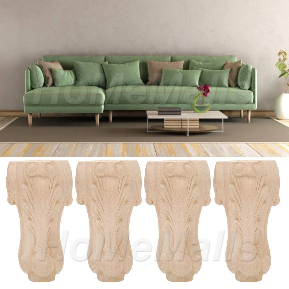 2/4 част на дървени крачета Мебелни крака в европейски стил Крака на шкафа масата Крака Шкаф за баня, TV Шкаф с Разтегателен Крака Резбовани Крака 0
