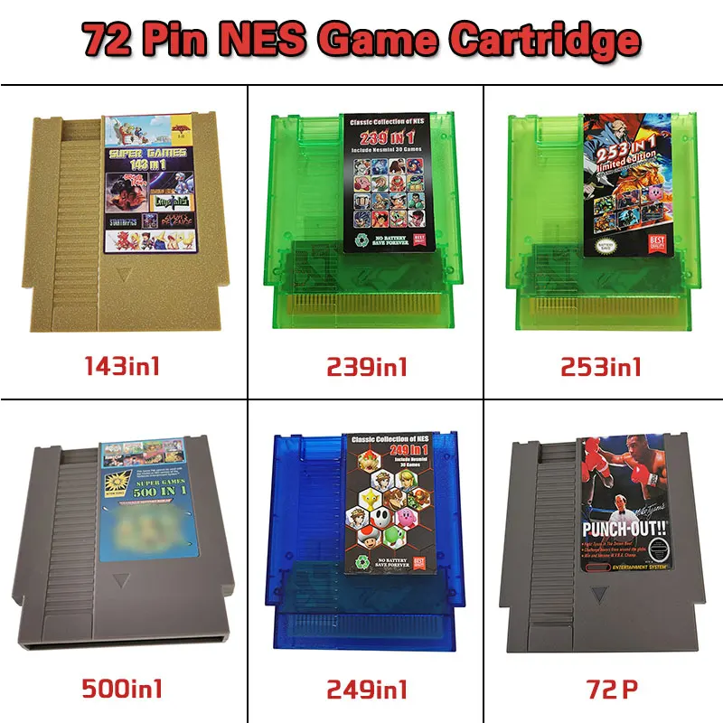 Суперигровые Карта памет 8 Бита 72 Контакт мультиигровой Касета За класически Игри с NES Касети
