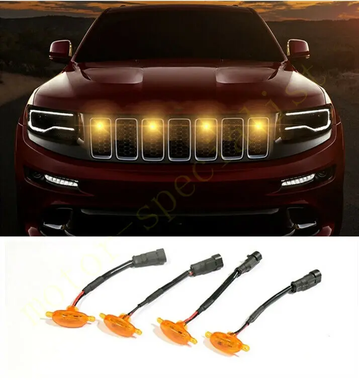 Led Автомобили и Предната Решетка, Led Амбър Лампа Raptor Style Light Kit Декор С Телена Скорост 4 бр. За Jeep Cherokee 2019-2021