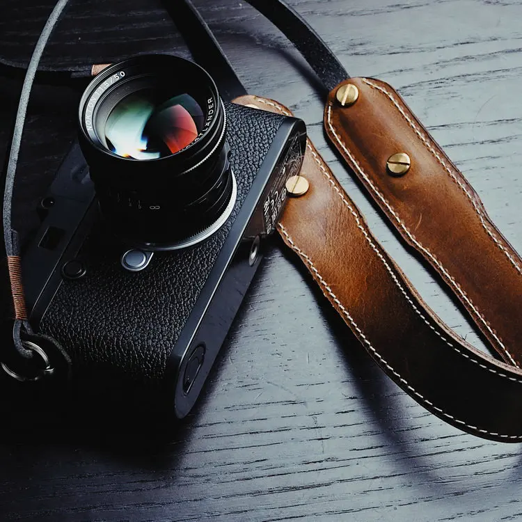 Високо Качество На Ретро Стил На Два Слоя От Конска Кожа Естествена Кожа Място През Шийката На Прашка За Leica Fujifilm Sony