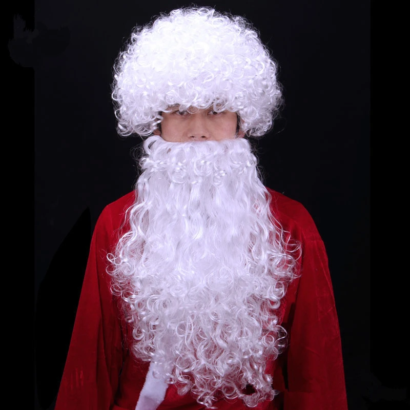 1 Коледен комплект Магьосник Старецът Бели Къдрава Перуки Cosplay Прекрасен Баща на Дядо Коледа Перука С Брада Маскарадное Рокля