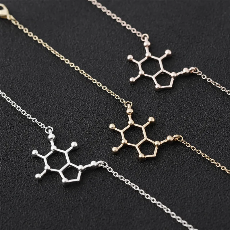 5 Куха Молекула Кофеин Химически Молекули висулка Колие Наука Структурата на Химия за медицински Сестри геометрични Колиета, Бижута