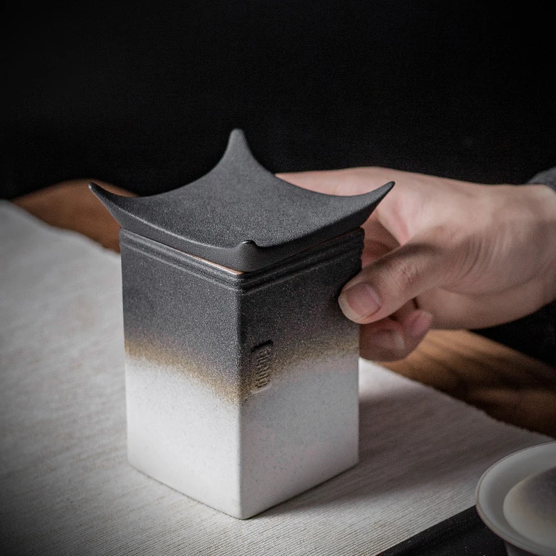 Креативна Керамична Банка За Съхранение на Чай В Японски Стил, Рассыпной Фланец Органайзер За Чай, Кутии Ръчно изработени Кутии За Съхранение на Tieguanyin с Капак за Подарък