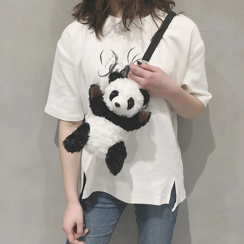Момиче Сладка кукла плюшен чанта дамски корея мультяшная панда INS женствена чанта през рамо