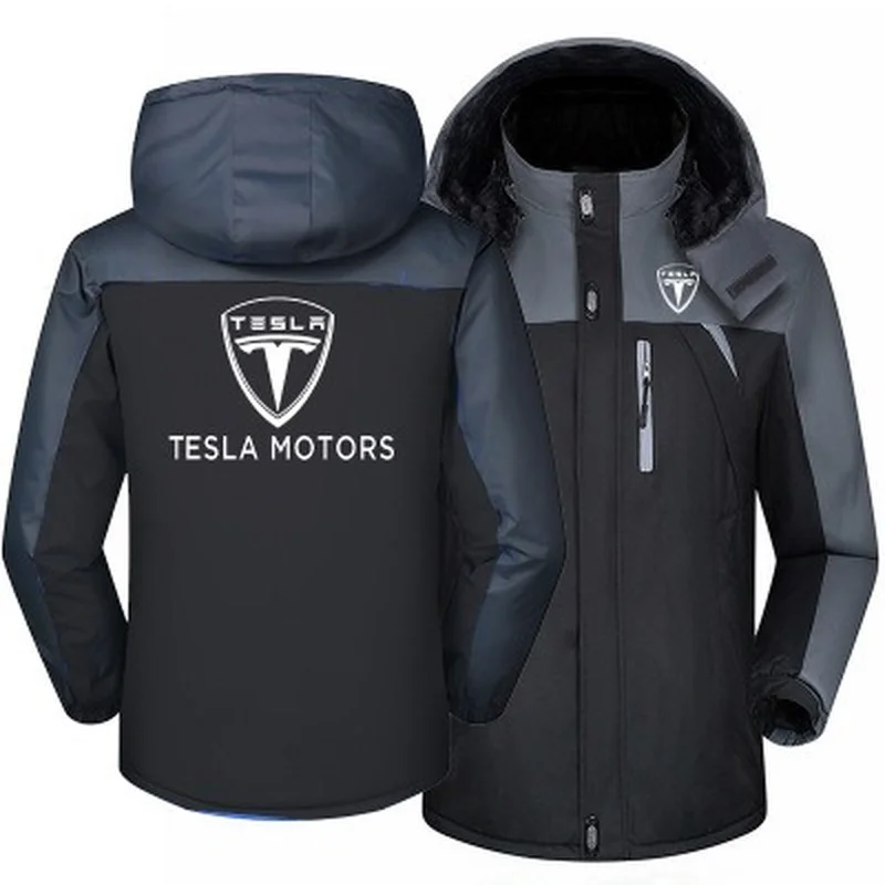 2021 Нова Зимно Яке За Мъже Tesla Motors Логото На Гъст Топло Палто Мъжки Ветрозащитная Горна Дреха С Качулка Ежедневното Катерене Палто