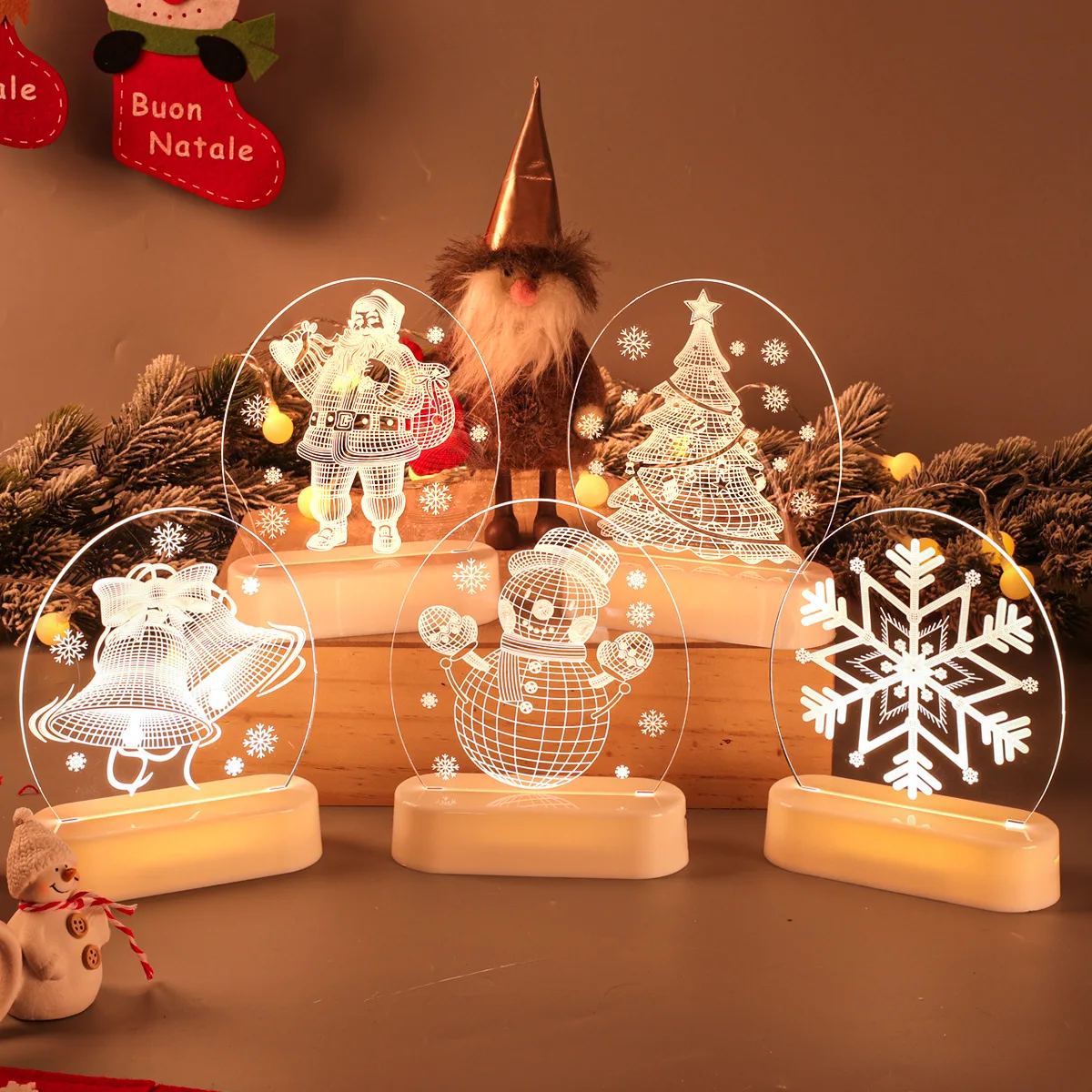 3D Лампа Стая Led Украса Коледна Украса лека нощ Коледни Подаръци