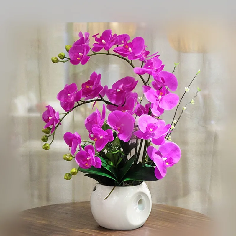 Красива Изкуствена Ваза за Цветя Phalaenopsis, Комплект за Декорация на Дома, Луксозен Цветя, украса за Парти, Цветя 0