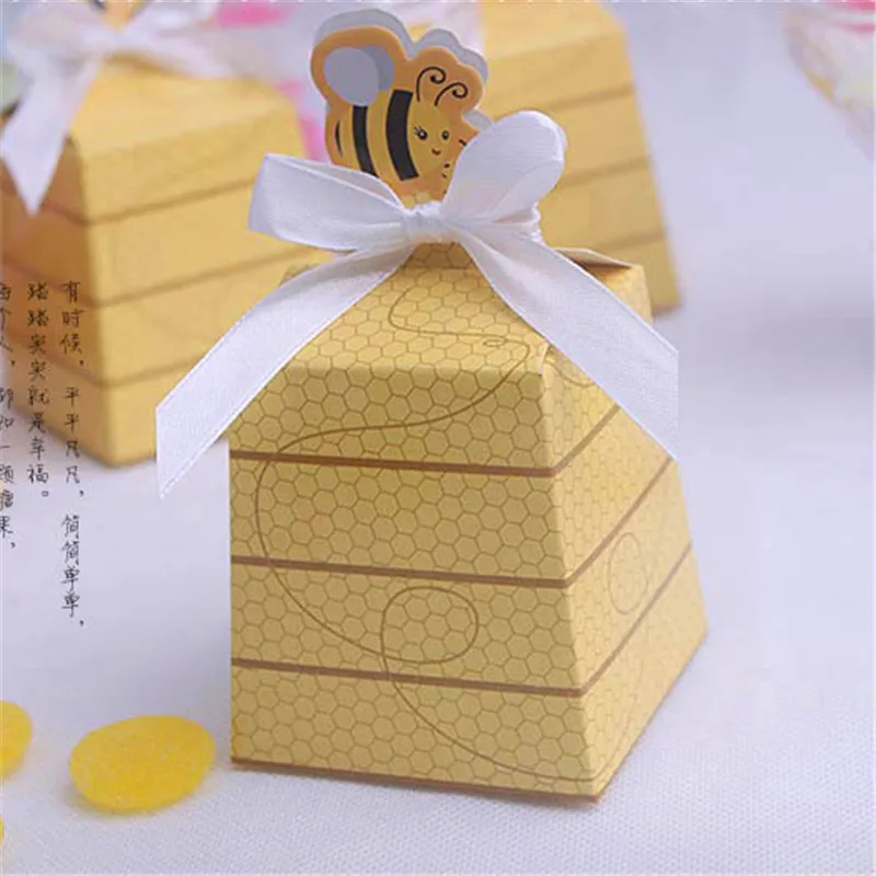50шт Креативна Малка пчела Кутии с шоколадови Бонбони Пакет Baby Shower Благосклонност Чанта честит Рожден Ден, Детски Подаръчни Кутии Сватбени Аксесоари