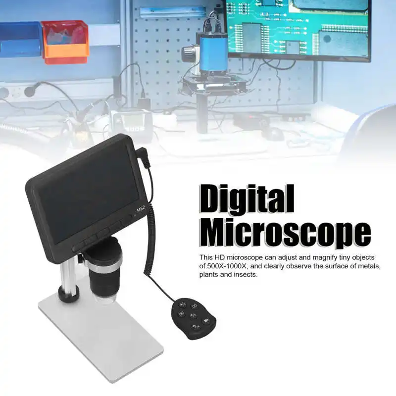 5 инча LCD Дигитален Дисплей Микроскоп 500X-1000X Увеличаване на Портативен Микроскоп с Стойка Комплекта