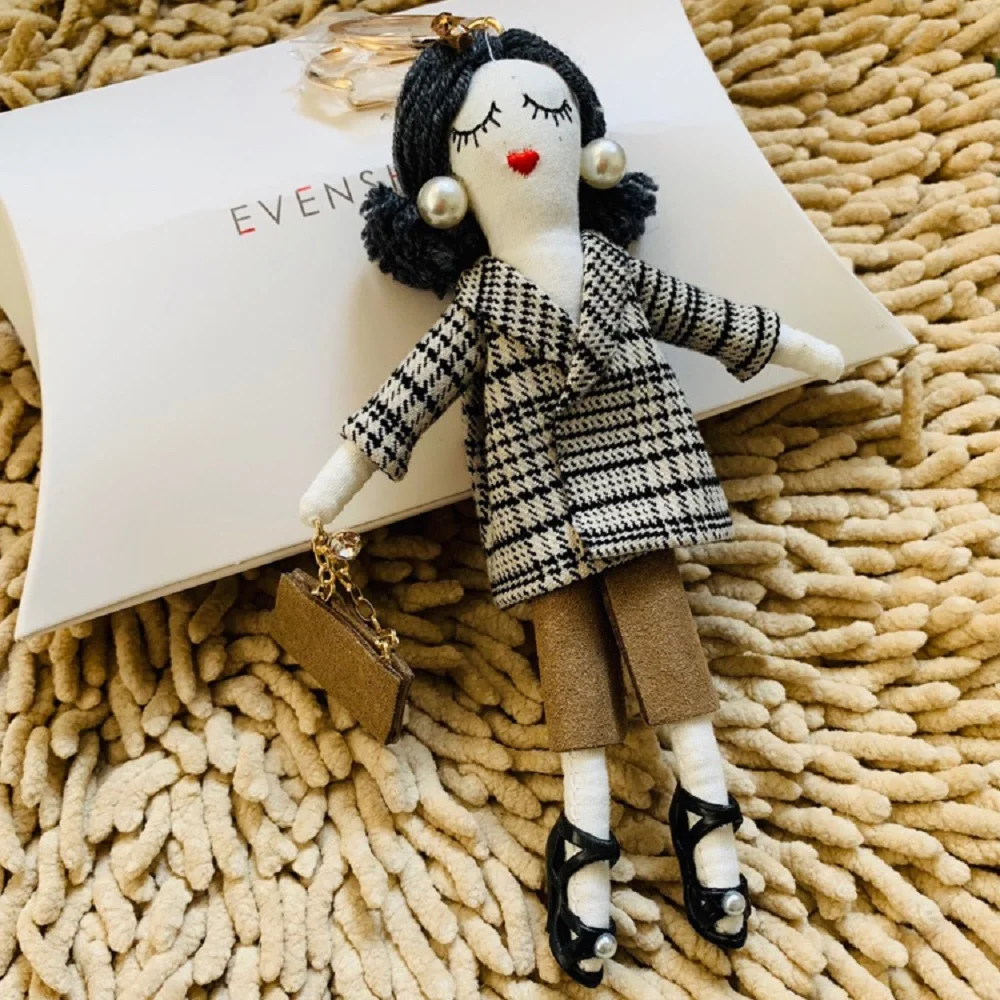 Стоп-моушън кукла чанта с висулка, бижута, ключодържател кукла на козината на норка мода карикатура аксесоари за кукли Корея ins windAccessories плюшен кукла ключ