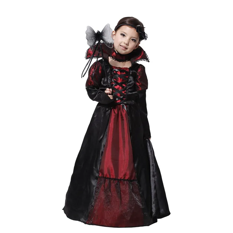 костюм за Хелоуин за деца, Костюма на Кралицата на Вампирите за момичета, Дълъг Ръкав, Детски Костюм Принцеса Вампири, на Карнавалните Костюми, за Парти