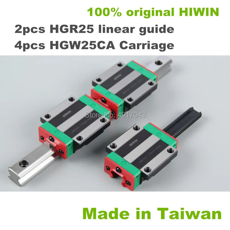 100% оригинални HIWIN 2 бр. на Линеен релса HGR25 1100 1200 1500 мм + 4 бр. на Линеен ръководство на релсите с ЦПУ HGW25CC Блок с ЦПУ комплект hgw HGW25 0