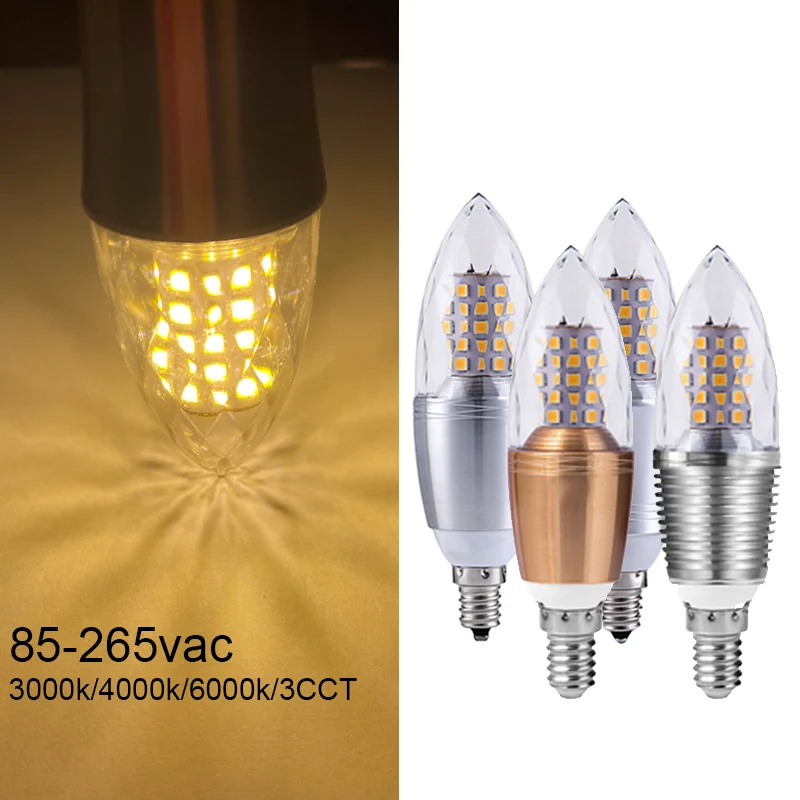 E14 Led Лампа С Регулируема Яркост 110 В 12 W Diamond Led Лампа 220v E12 Царевичен Светлина За Дома Енергоспестяващи 3CCT Околните Свещи 0