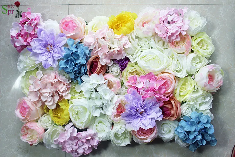 SPR висококачествена Изкуствена цветна стена за сватбеното тържество, на фона на подреждане на цветя, декорации 0