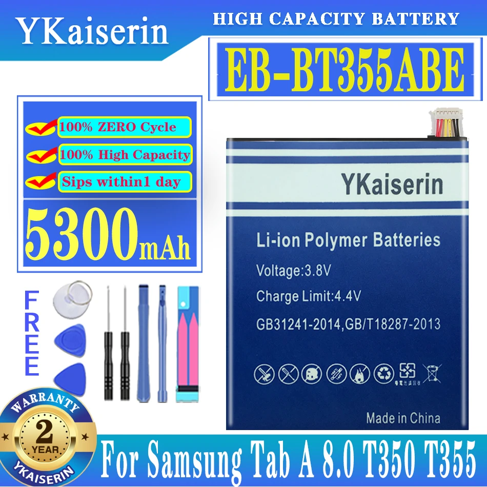 YKaiserin EB-BT355ABE 5300 mah Взаимозаменяеми Батерия За Samsung GALAXY Tab A 8,0 T350 T355 T355C P350 P355C P355 Батерия 0