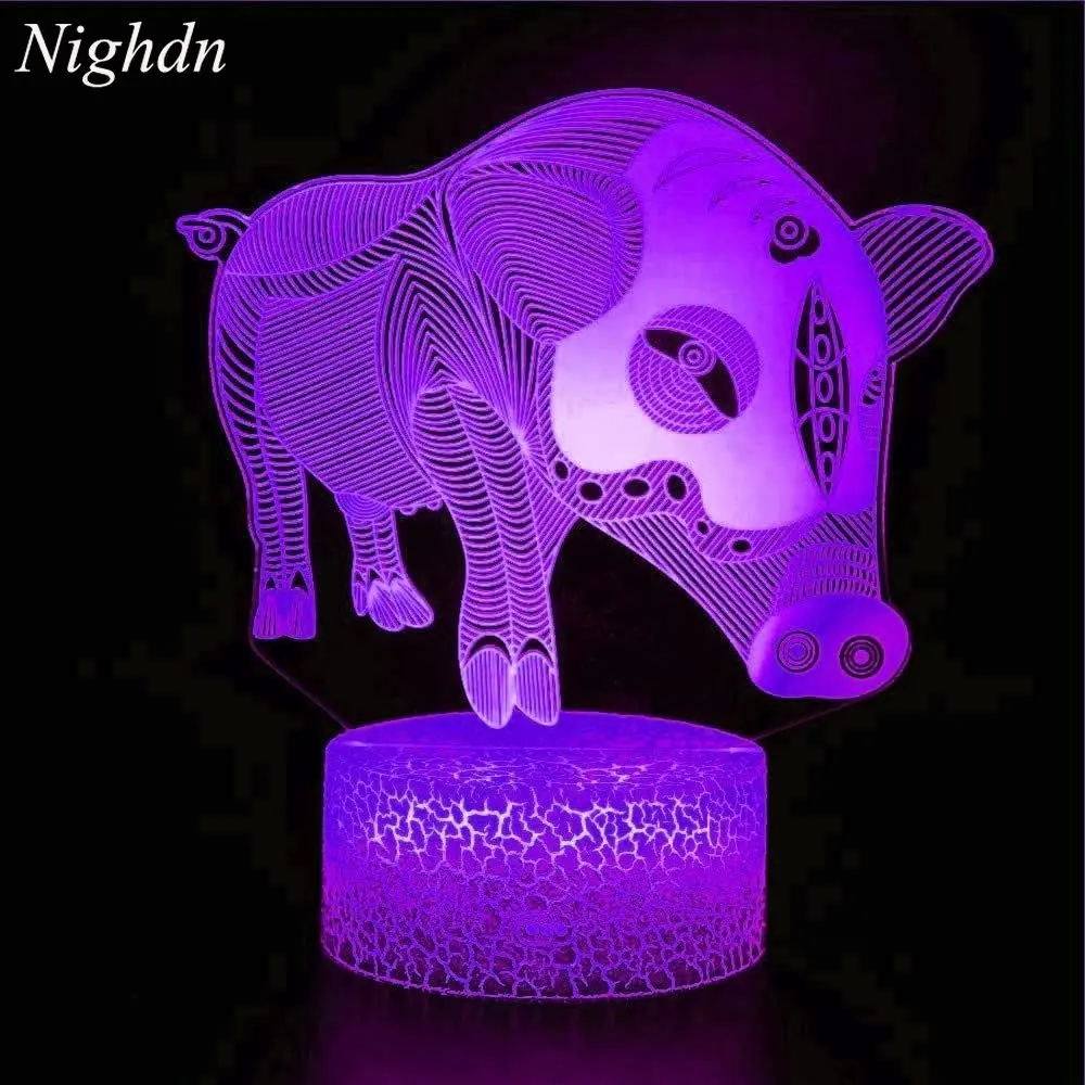 Нощен Прасе 3D Илюзия Лампа USB Led лека нощ 16 Цвята Меняющее Украса Спални Детски лека нощ За Рожден Ден, Подарък за Коледа
