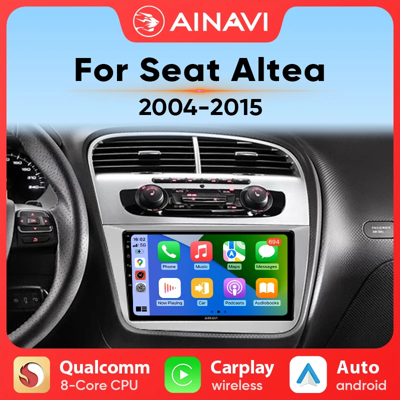 Ainavi автомагнитола За Seat Altea XL 2004-2015 Carplay Android авто Qualcomm Кола стерео Мултимедиен плеър 4G Wifi DSP 48EQ LHD RHD
