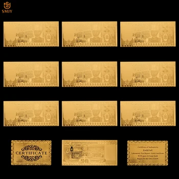 10 бр./лот, бестселър, Оман, Златна банкнота, 50 riyals, банкноти, Златна фолио, Събиране на фалшиви пари, забавен подарък