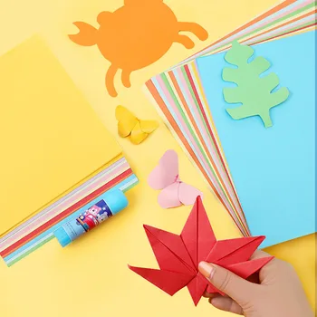10 Цвята 100шт Квадратна Хартия Оригами са Ръчно изработени От Хартия За Бродерия Сгъваема Хартия Многоцветен Детска Ръчна Работа САМ Scrapbooking Занаят Декор