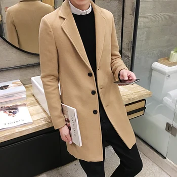 (10 цвята) 2021 есенно-зимния ново мъжко палто, вълнена 5XL големи размери, тънък дълъг тренч, модни тънка дивата мъжки яке