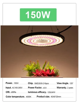 100 Вата Светлина LED Пълна Гама от Лампа 150 W 200 W LED Завод Крушки Оранжерии Закрит Фито Лампа Расте Палатка 220 В ЕС AU Plug 5