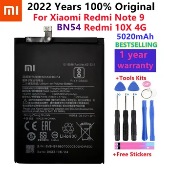 100% Оригинален XIAOMI BN54 Сменяеми батерии за Xiaomi Redmi Note 9 Redmi 10X 4G Автентични Батерии за телефони 5020 ма + Безплатни Инструменти