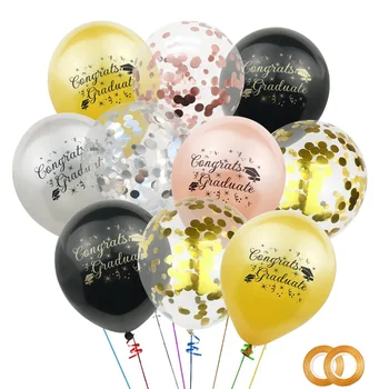 10шт бала балон набор от златни черно сребърен абитуриентски сезон конфети пайети балони бала нощ украса