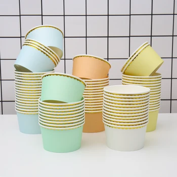 10шт Цветна еднократна употреба кръгли опаковки за храни контейнер десертни чаши рожден ден на сватбени сувенири, торта, пудинг, желе картонени чаши