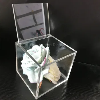 13x13x13cm прозрачна акрилна кубичен бижутериен дисплей кутия сватбен подарък полза кутия 1