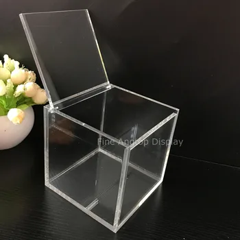 13x13x13cm прозрачна акрилна кубичен бижутериен дисплей кутия сватбен подарък полза кутия 3
