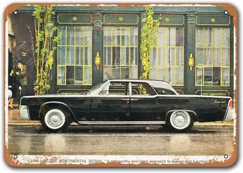 1961 Lincoln Continental Автомобилни Тенекеджия Знаци Реколта, Sisoso Метални указателни Табели Плакат Гараж Пещерния Човек Ретро Стенен Декор 16x12 инча