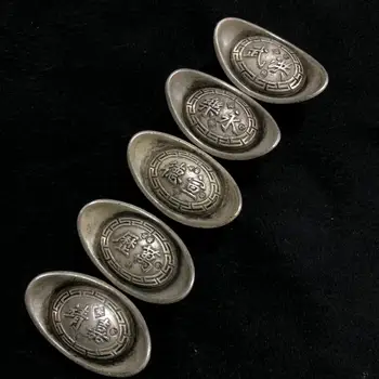 1бр Случайно изпрати китайска антични Колекция от династия Цин silver bullion, Silver bullion Семейно бижу метално занаят