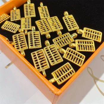 1бр чист 999 24-КАРАТОВО Жълто Злато 3D Щастливи Abacus Висулка 0,2-0,4 G