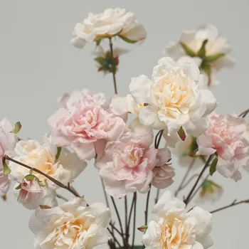2 бр Ретро изкуствени копринени цветя, клон домашно сватбена украса есенни рози фалшиви цветя 3