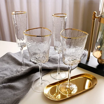 2 елемента Кристална чаша за вино чаша прозрачен розов сив Чаша вино, чаши за шампанско, чаши, кухненски аксесоари за дома пиене