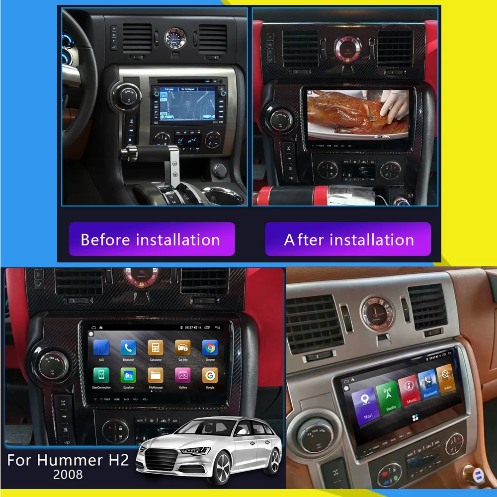 За Hummer H2 2007 2008 2009 Android Авто Радио Мултимедиен плеър В стил Тесла Екран Carplay Безжично Видео Главното устройство GPS Navi 1