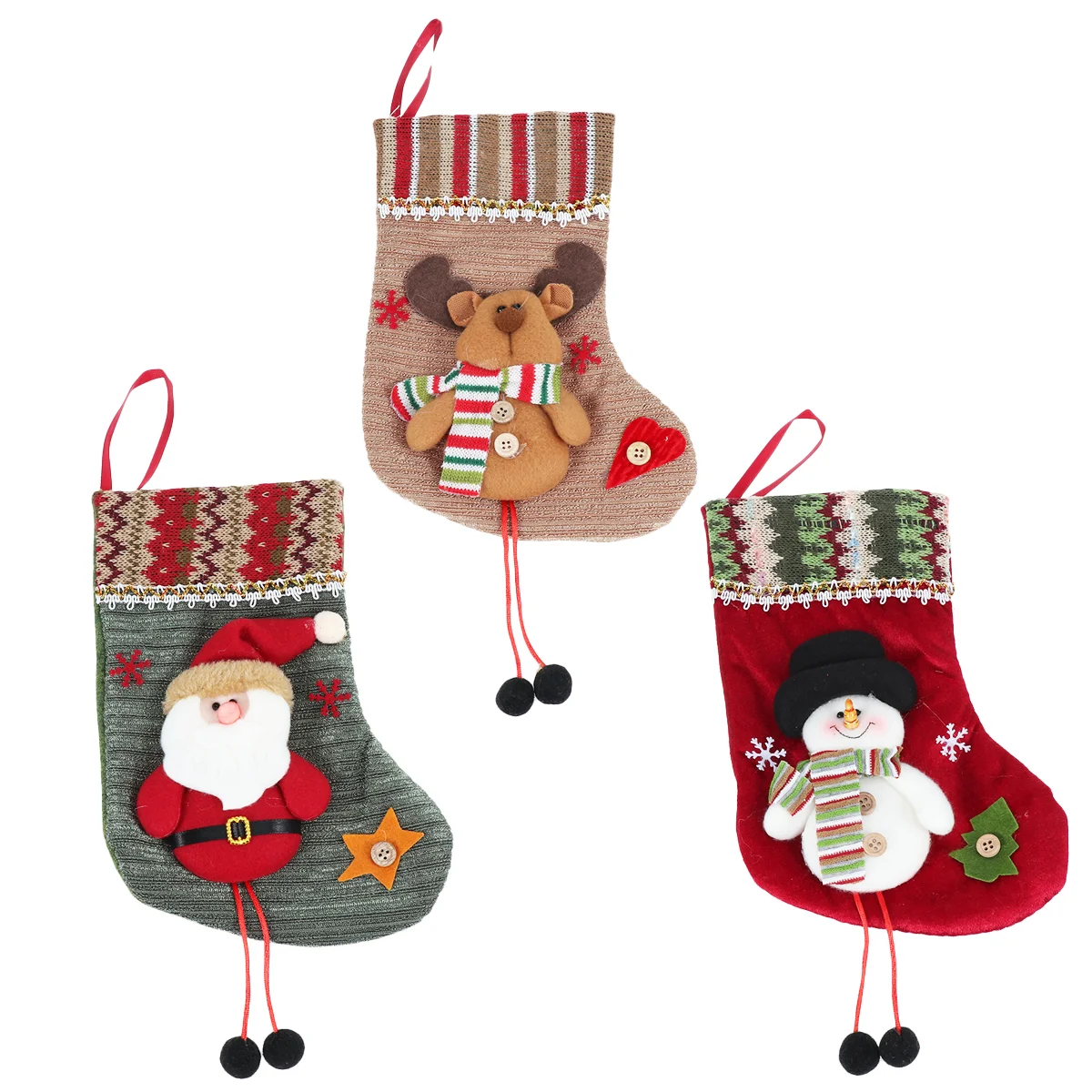 3ШТ Коледни Чорапи, Луксозни Леки Изискани Коледни Подаръчни Пакети за 1