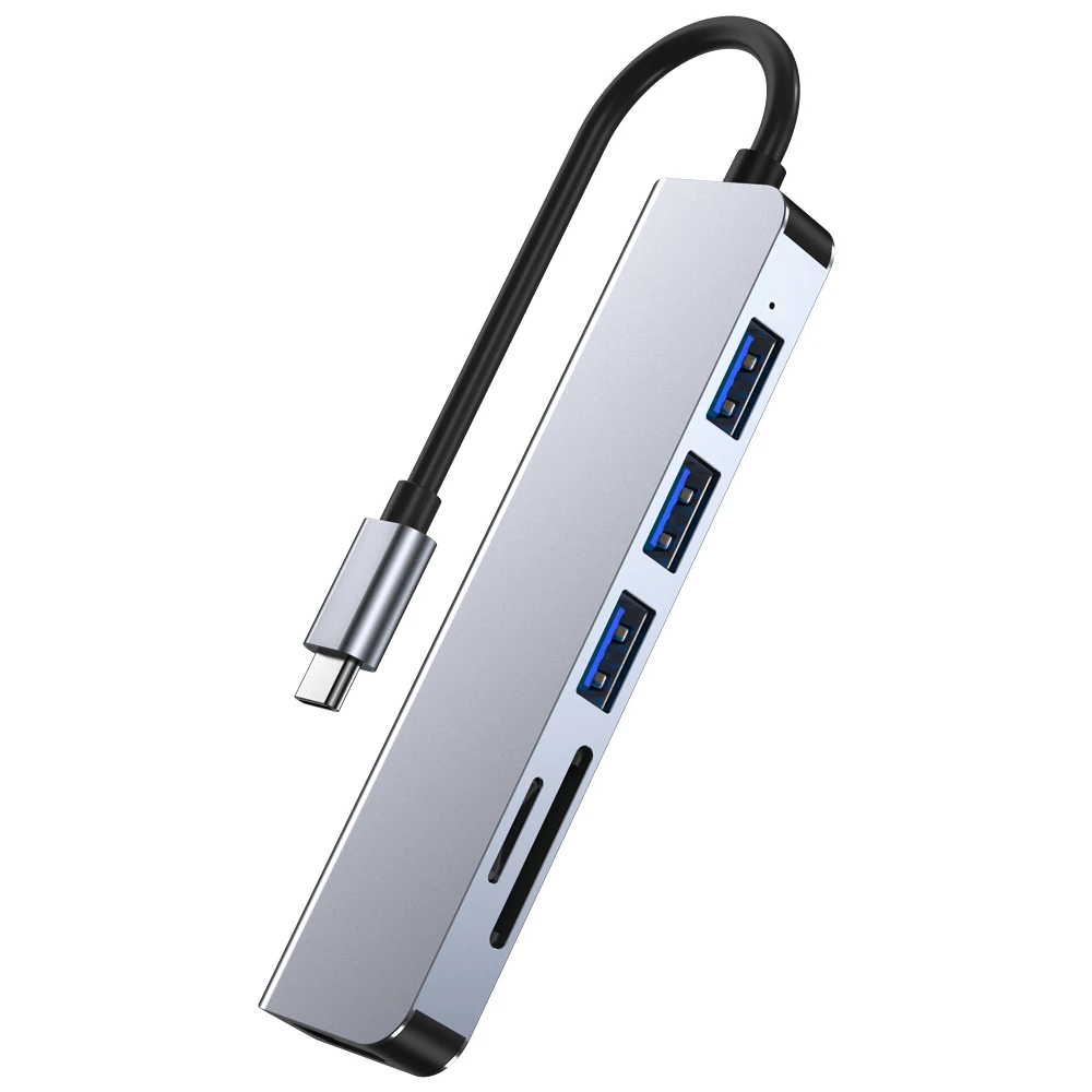 Хъб Type-C USB C До 4K, HDMI-Съвместим Четец на карти SD TF USB 3.0 Адаптер 6-в-1 USB Зарядно устройство за MacBook Air Pro huawei Matebook 1