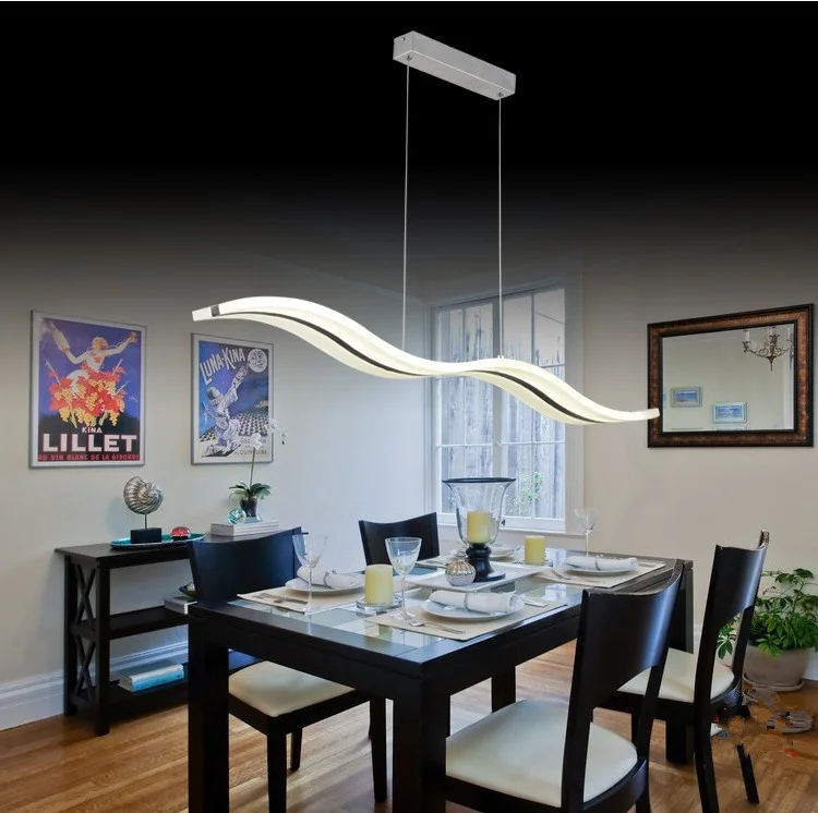 Модерни Led Висящи Лампи Акрил Таванна Подвесная лампа с led чип вътре S образни вълновия осветителна уреда за дома 1