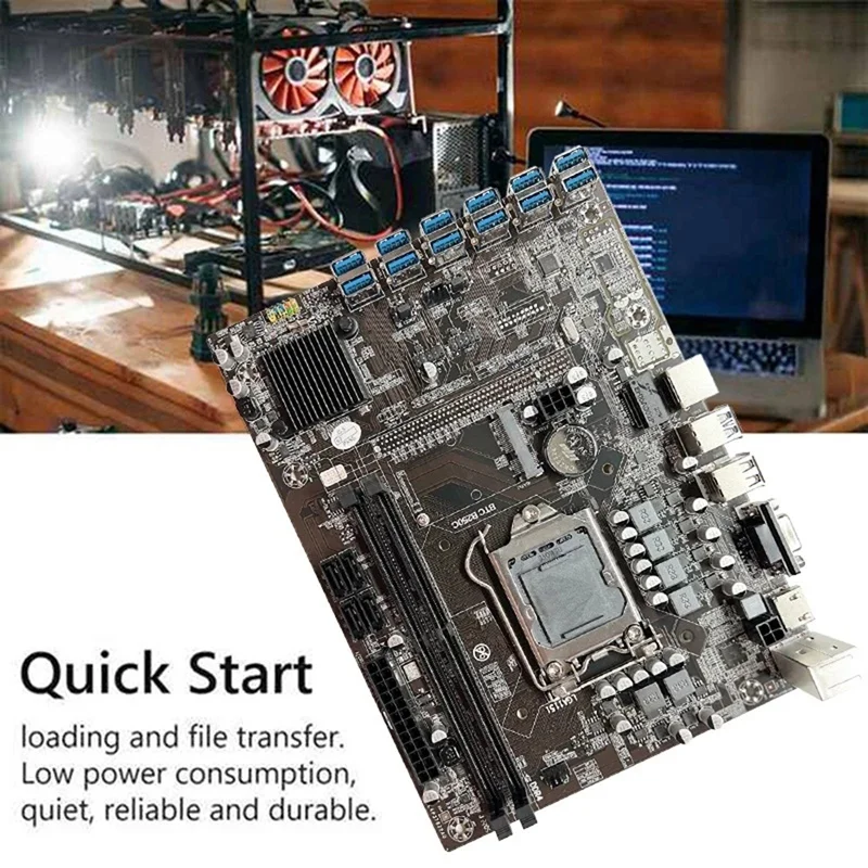 B250C 12USB БТК дънна Платка за майнинга LGA1151 + процесор G4400 + Оперативна памет 4G DDR4 + 128 Г SSD + Вентилатор за процесор + Термопаста + Кабел ключ + Кабел SATA 1