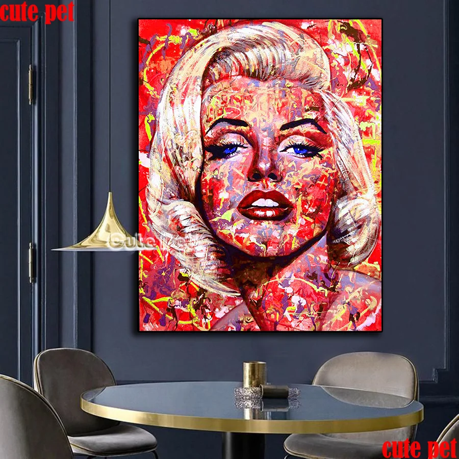 Мерилин Монро е Диамантена Живопис САМ Графити, Плакат на Уличното Изкуство Картина на Диамантена Мозайка Кристали Бродерия на кръстат бод декор 1